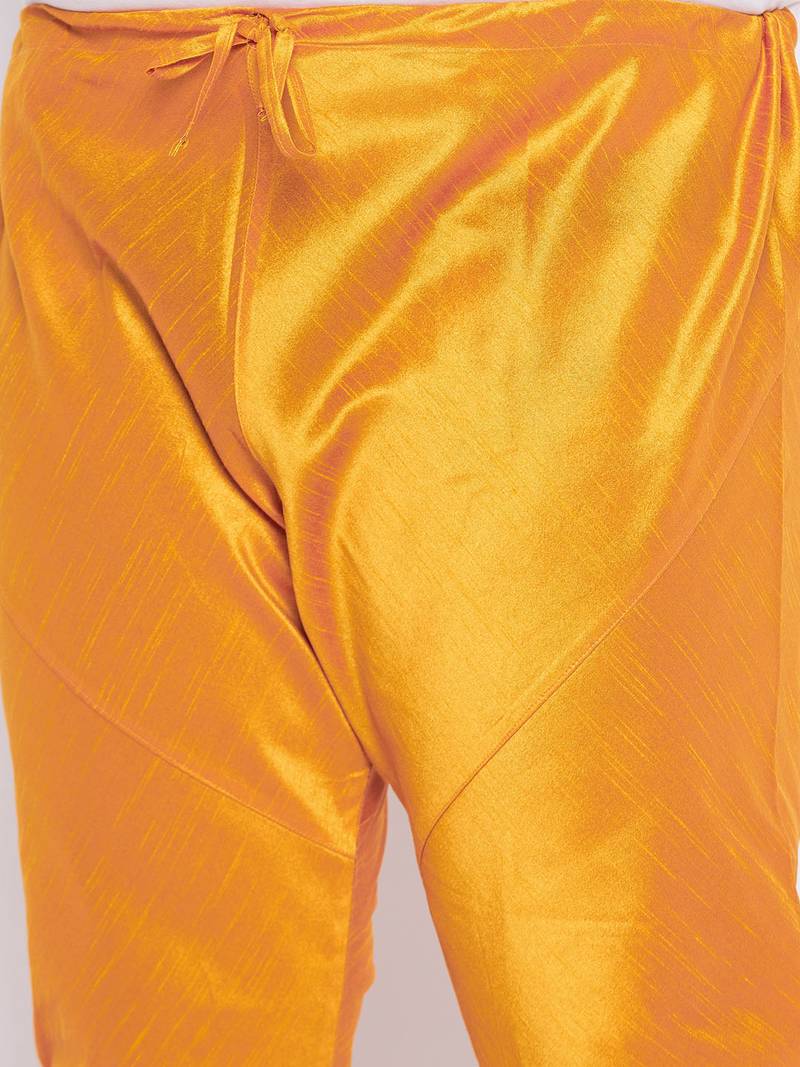 Plus orange silk blend jacket kurta pyjama set