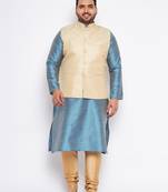 aqua silk blend jacket kurta pyjama set