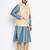 Plus aqua silk blend jacket kurta pyjama set