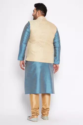 aqua silk blend jacket kurta pyjama set