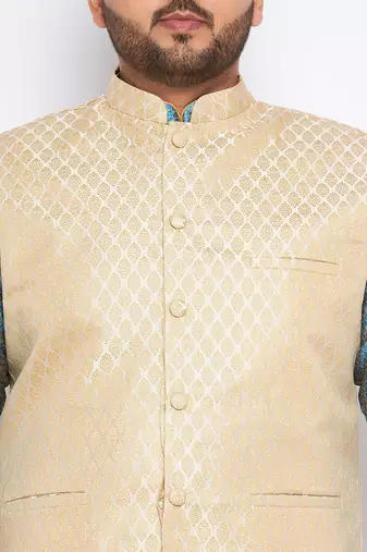 aqua silk blend jacket kurta pyjama set
