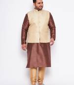 maroon silk blend jacket kurta pyjama set