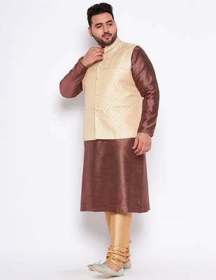 maroon silk blend jacket kurta pyjama set 2