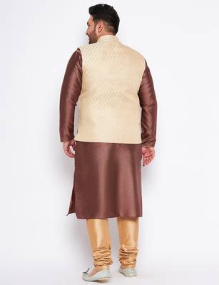 maroon silk blend jacket kurta pyjama set 3