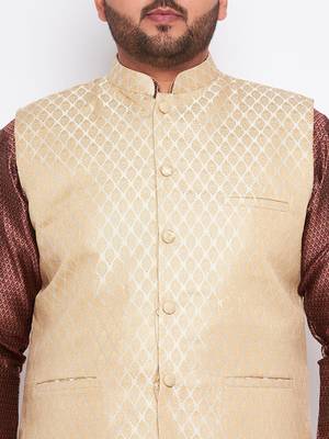 maroon silk blend jacket kurta pyjama set 4