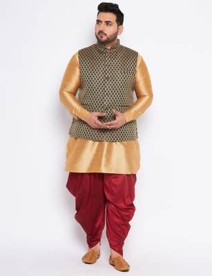 rose gold silk blend jacket kurta dhoti set 1