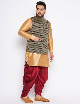 rose gold silk blend jacket kurta dhoti set 2