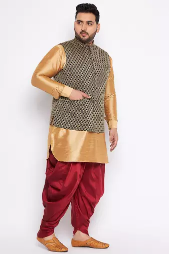 rose gold silk blend jacket kurta dhoti set