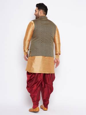 rose gold silk blend jacket kurta dhoti set 3