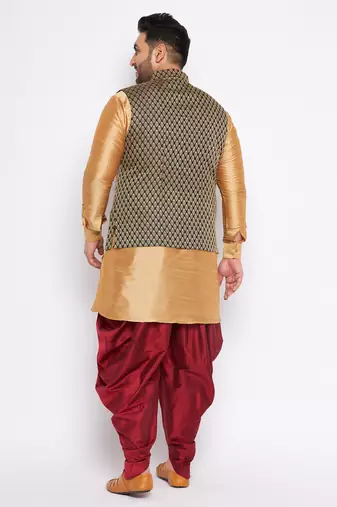 rose gold silk blend jacket kurta dhoti set