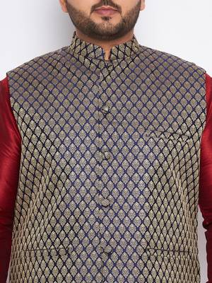 maroon silk blend jacket kurta dhoti set 4
