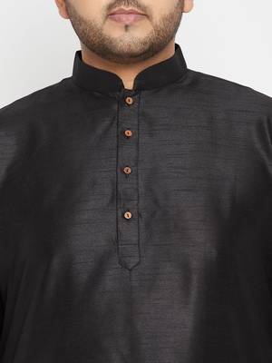 Black and Maroon Silk Blend Jacket Kurta Dhoti Set 5