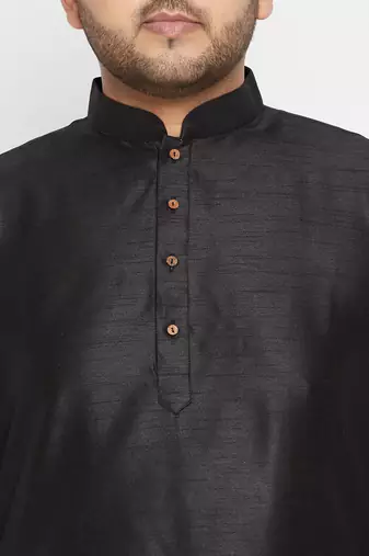 Black and Maroon Silk Blend Jacket Kurta Dhoti Set