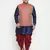 navy blue and maroon silk blend jacket kurta dhoti set