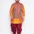 Plus orange silk blend jacket kurta dhoti set