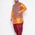 Plus orange silk blend jacket kurta dhoti set