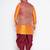 Plus orange silk blend jacket kurta dhoti set