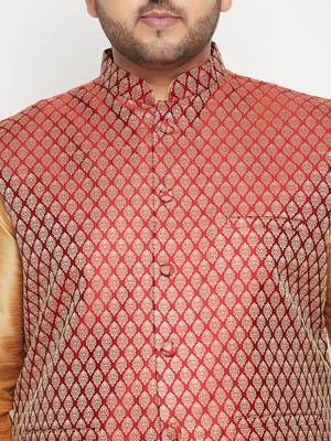 rose gold, maroon and white silk blend jacket kurta dhoti set 4