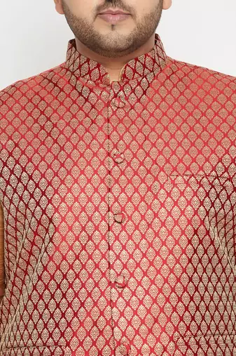 rose gold, maroon and white silk blend jacket kurta dhoti set