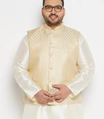 cream silk blend nehru jacket