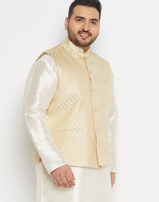 cream silk blend nehru jacket 2