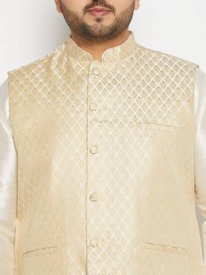 cream silk blend nehru jacket 4