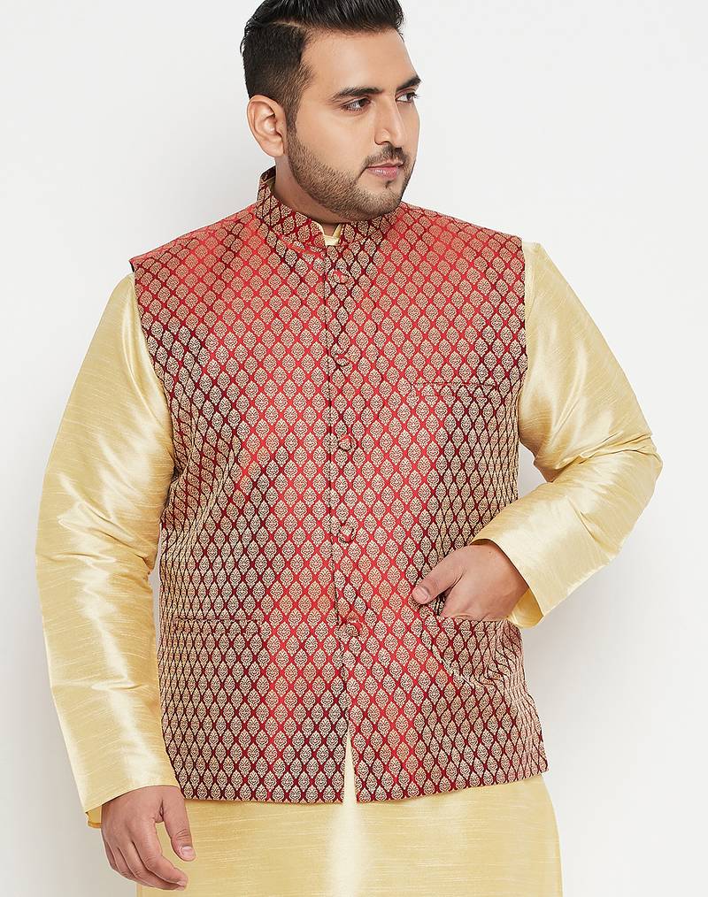 Plus maroon nehru jacket