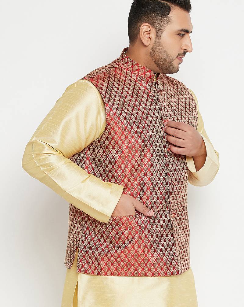 Plus maroon nehru jacket