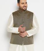 black and gold silk blend nehru jacket