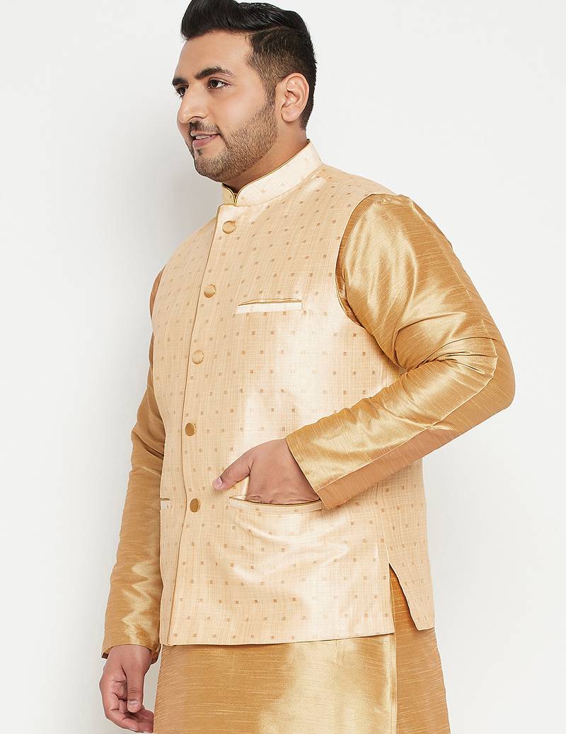Plus gold nehru jacket