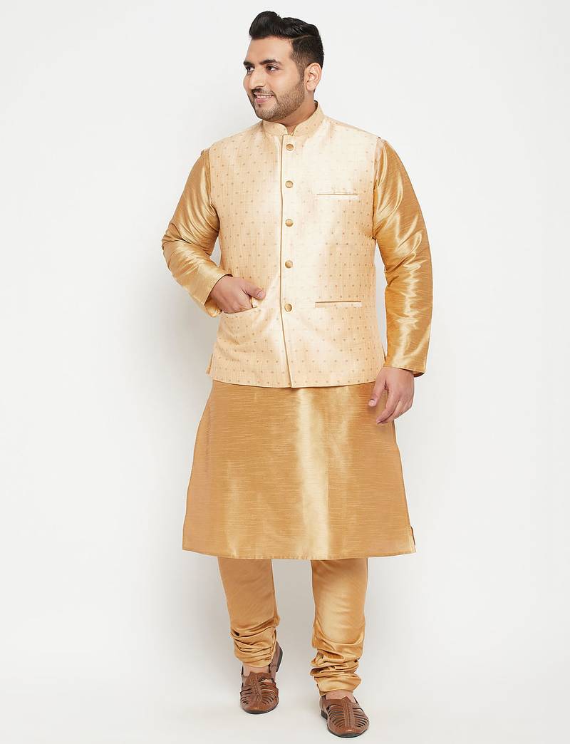 Plus gold nehru jacket