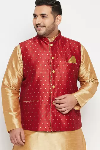 Plus maroon nehru jacket