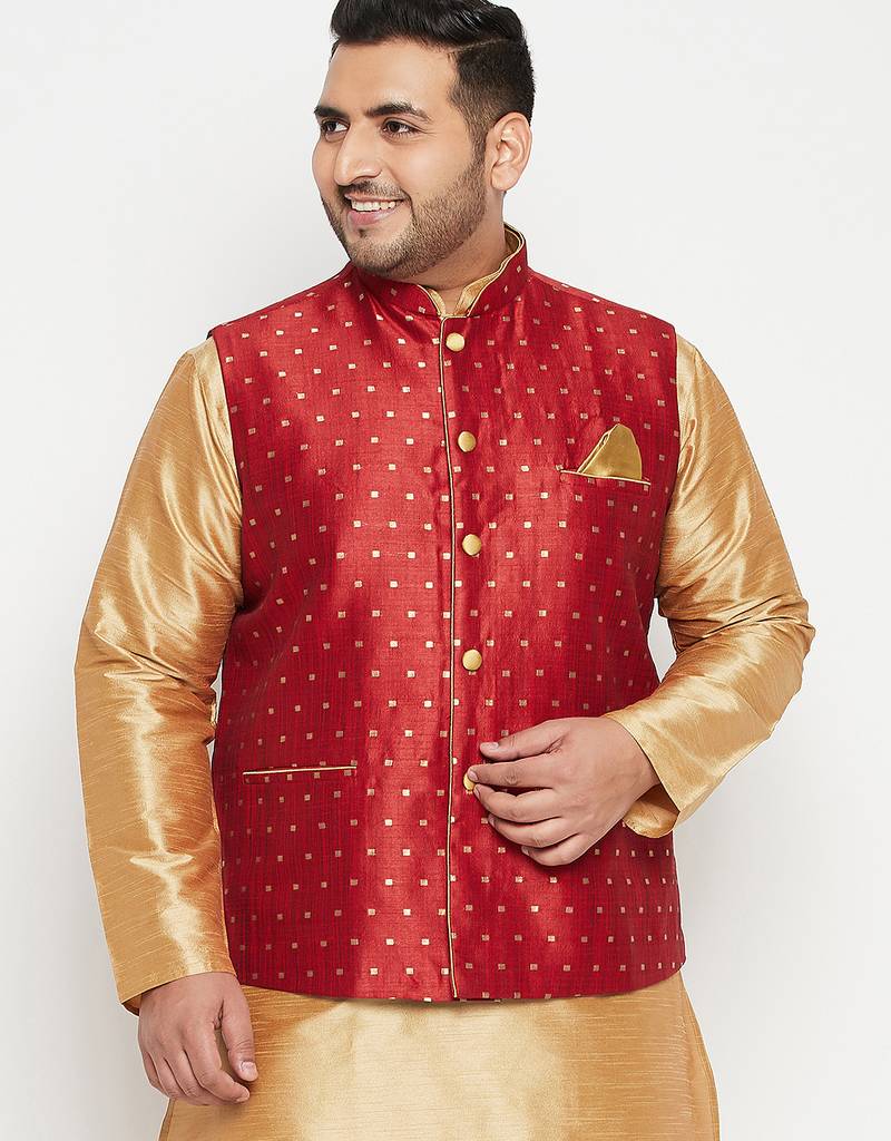 Plus maroon nehru jacket