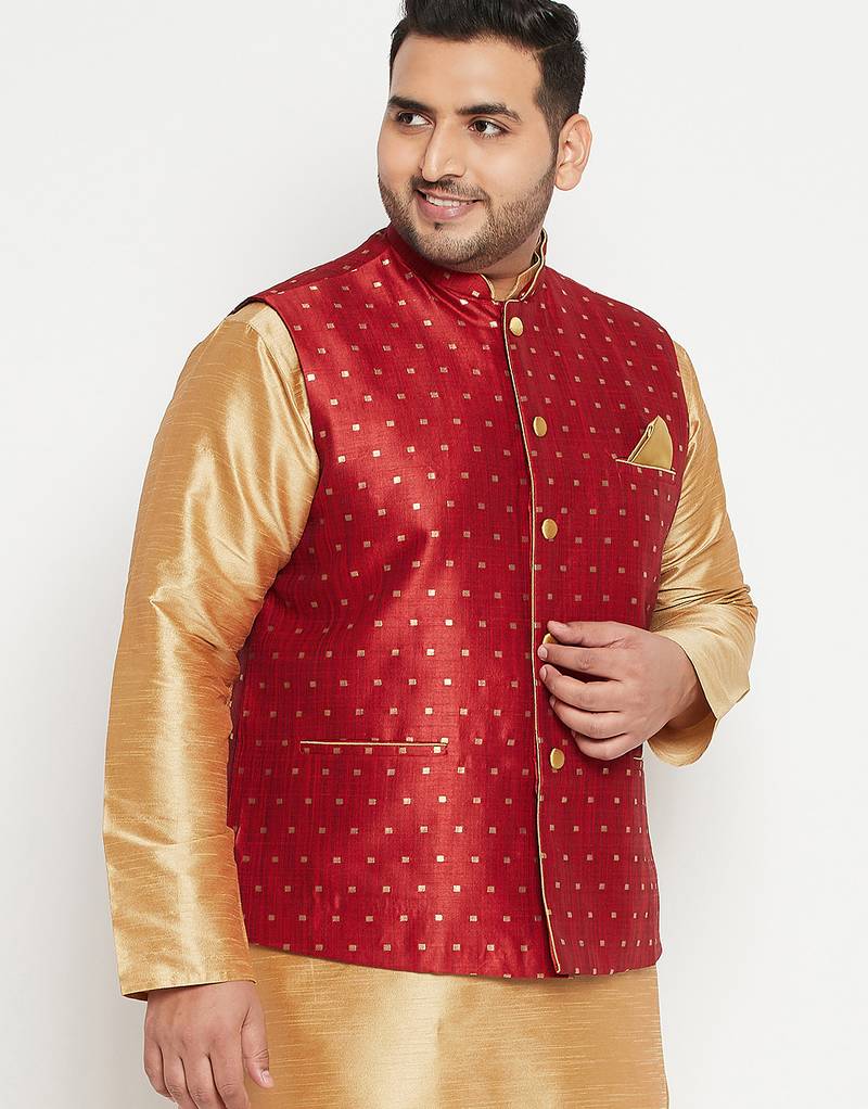 Plus maroon nehru jacket