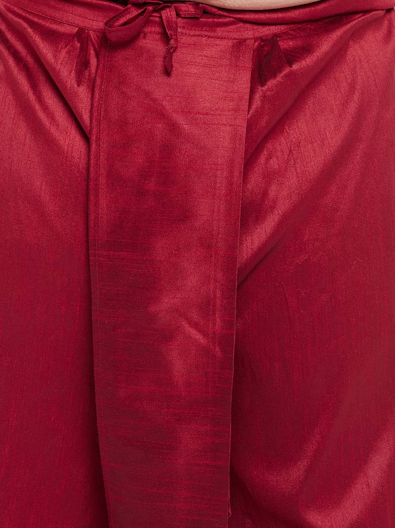 Plus rose gold,blue and maroon silk blend jacket kurta dhoti set