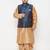 Plus rose gold and blue silk blend jacket kurta dhoti set