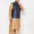 Plus rose gold and blue silk blend jacket kurta dhoti set