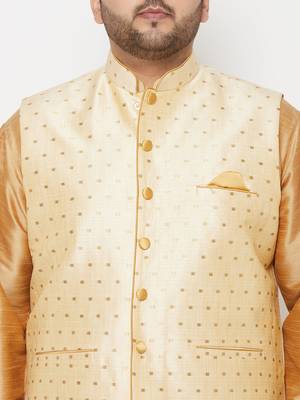 maroon and gold silk blend jacket kurta dhoti set 4