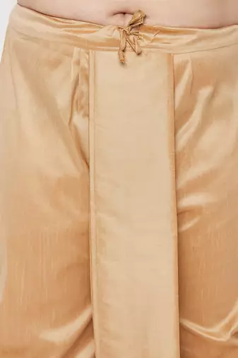 rose gold and gold silk blend jacket kurta dhoti set