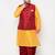 Plus yellow and maroon silk blend jacket kurta dhoti set