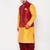 Plus yellow and maroon silk blend jacket kurta dhoti set