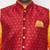 Plus yellow and maroon silk blend jacket kurta dhoti set
