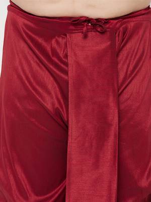 yellow and maroon silk blend jacket kurta dhoti set 5
