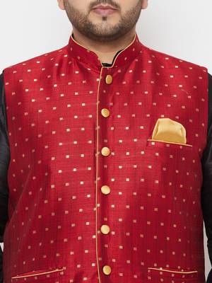 black and maroon silk blend jacket kurta dhoti set 4