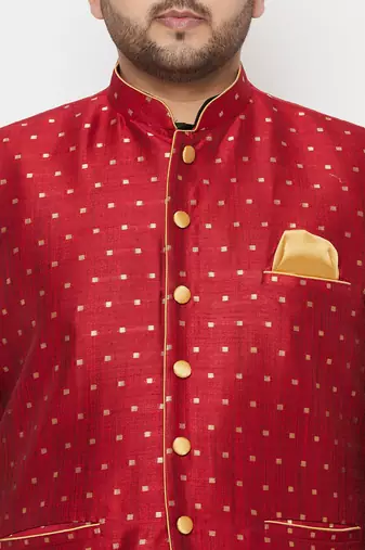 black and maroon silk blend jacket kurta dhoti set