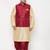 Plus maroon and gold silk blend jacket kurta dhoti set