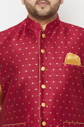 rose gold and maroon silk blend jacket kurta dhoti set