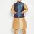 Plus rose gold, blue and white silk blend jacket kurta pyjama set