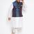Plus white silk blend jacket kurta pyjama set