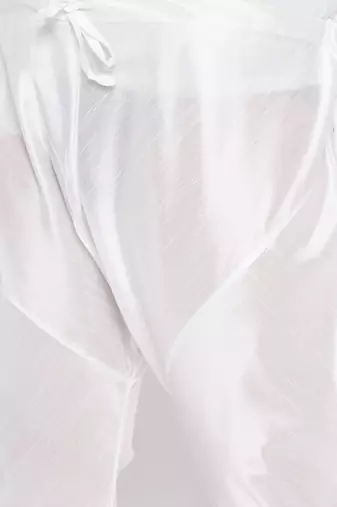 white silk blend jacket kurta pyjama set